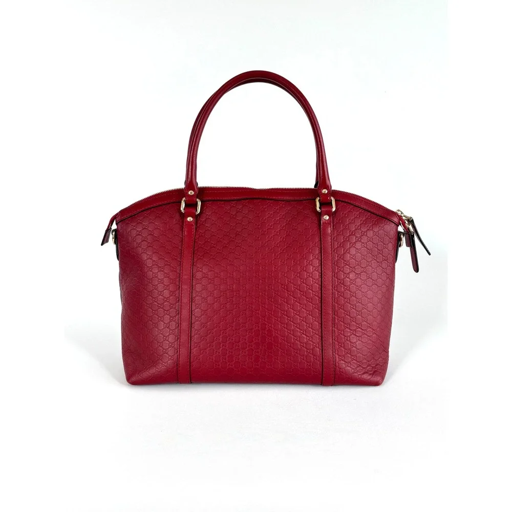 Gucci Microguccissima Red Leather Dome Satchel Bag Gold Hardware 449663